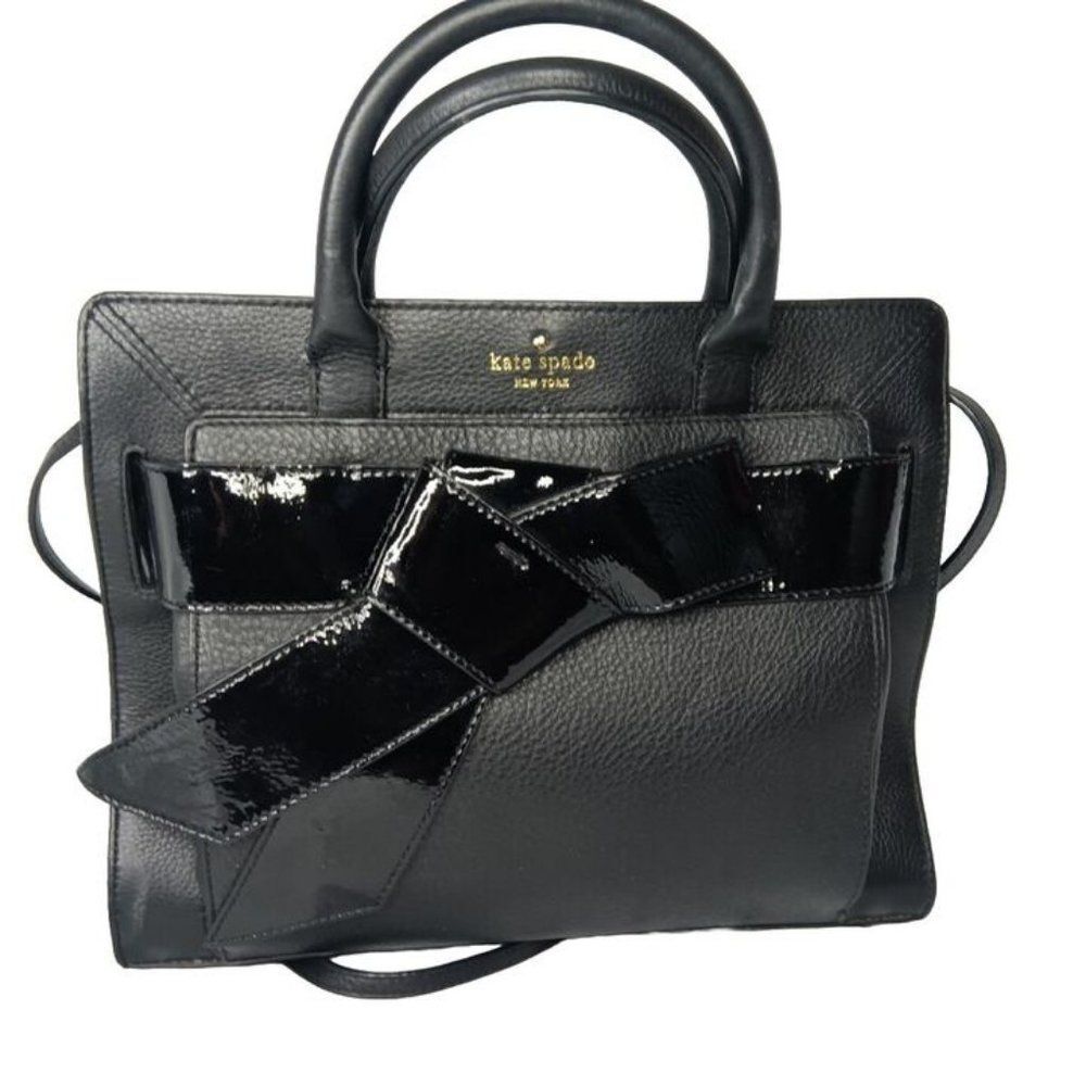 Kate Spade Bow Valley Rosa Leather Satchel Handbag Purse Black - Picture 4 of 9
